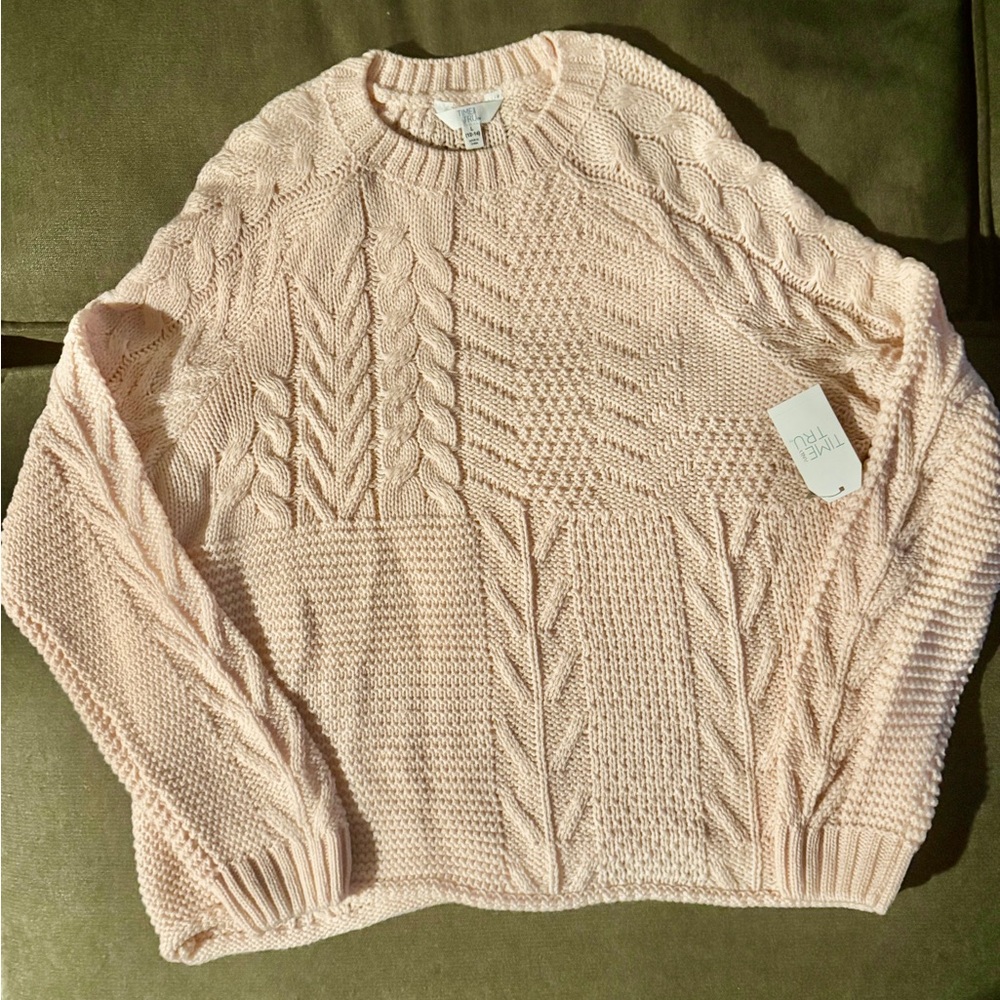 Time and Tru Blush Cable Knit Sweater